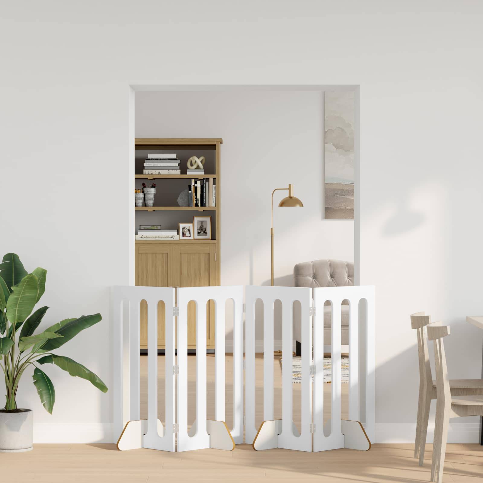 ComfortXL - Clôture pour animaux bois ingénierie intérieur barrière pliable blanc 201cm - ComfortXL Outdoor Living - Image 1