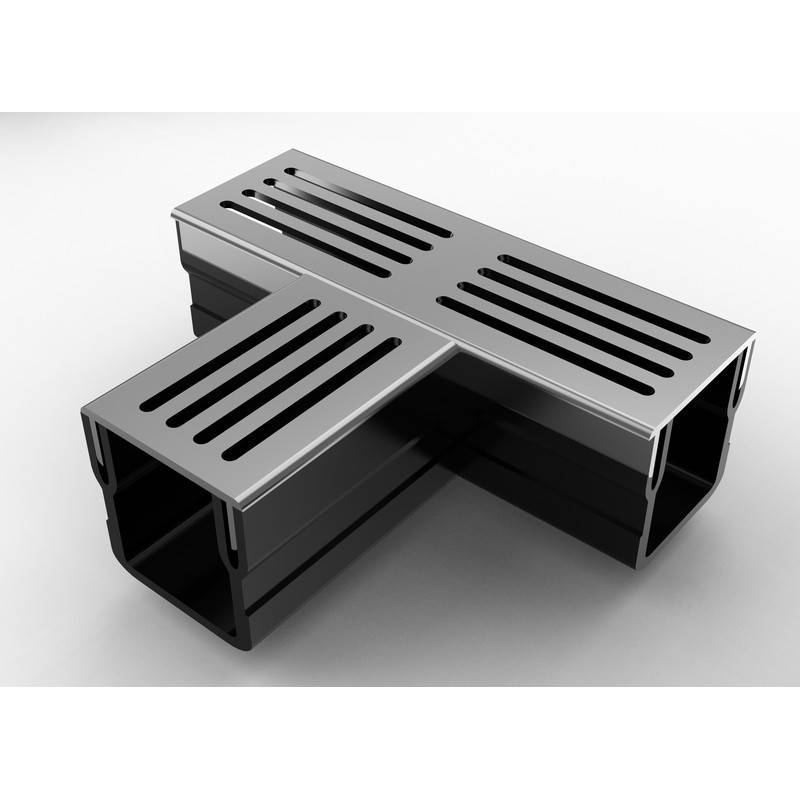 Caniveau XXS MINI L 6,5 cm Grille aluminium - StarDrain - LINE ECO -       Pièce en T - Image 3
