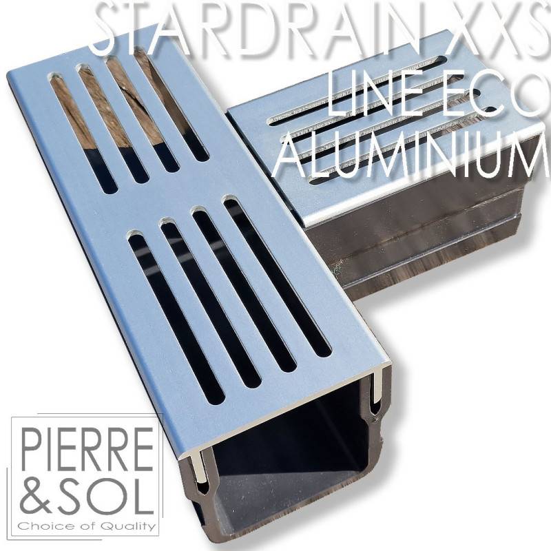 Caniveau XXS MINI L 6,5 cm Grille aluminium - StarDrain - LINE ECO -       Pièce en T - Image 1