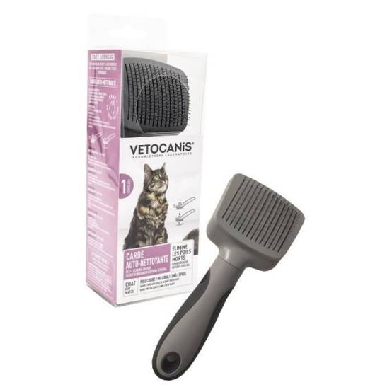 VETOCANIS Brosse carde Retractable et Autonettoyante pour Chat - Image 1