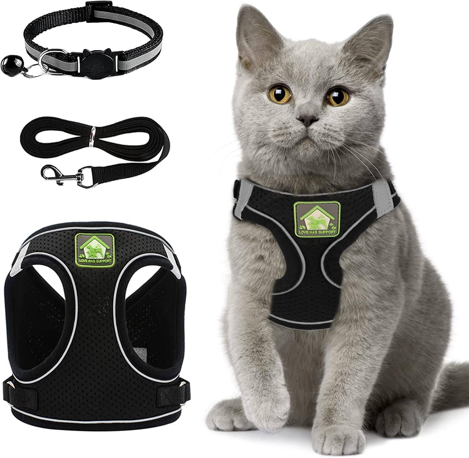 Harnais pour Chat Anti évasion M noir