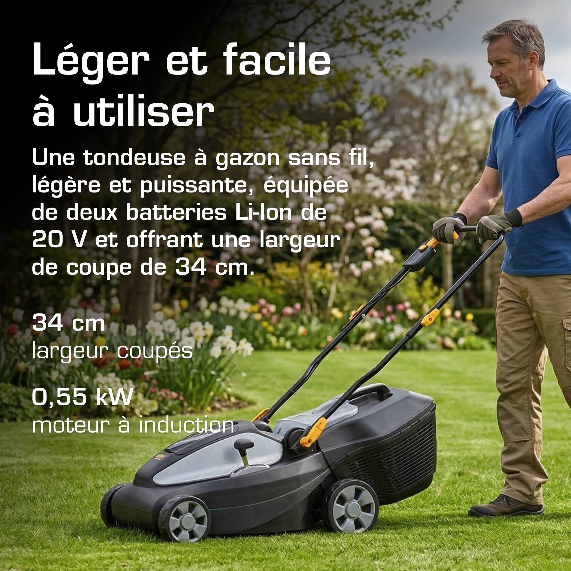 Alpina - Tondeuse AL1 3420 Li Kit, 34cm, 2 batteries 20V (2Ah) et chargeur - ALPINA - Image 2