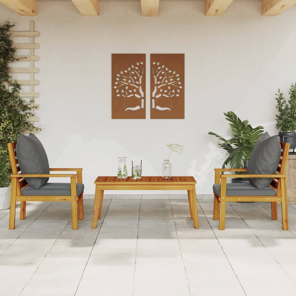 ComfortXL - Salon de Jardin 2 Personnes Bois d'Acacia 2 Fauteuils et Table Basse avec Coussins Épais Gris Foncé – ComfortXL Outdoor Living - Image 1
