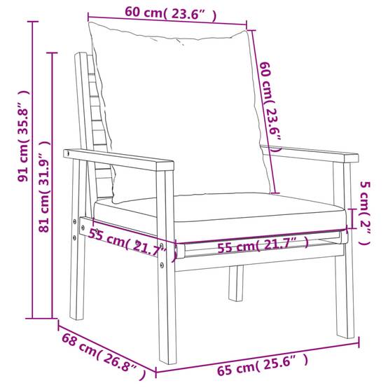 ComfortXL - Salon de Jardin 2 Personnes Bois d'Acacia 2 Fauteuils et Table Basse avec Coussins Épais Gris Foncé – ComfortXL Outdoor Living - Image 4