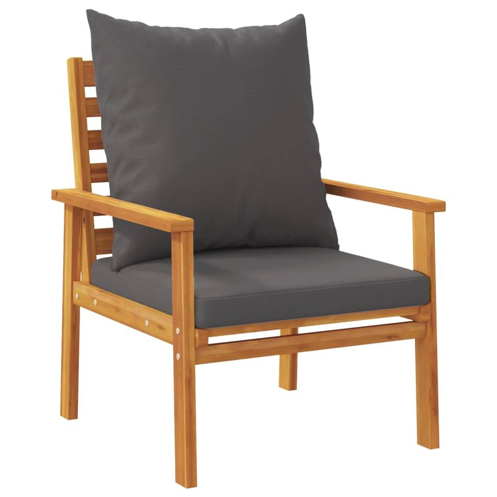 ComfortXL - Salon de Jardin 2 Personnes Bois d'Acacia 2 Fauteuils et Table Basse avec Coussins Épais Gris Foncé – ComfortXL Outdoor Living - Image 5
