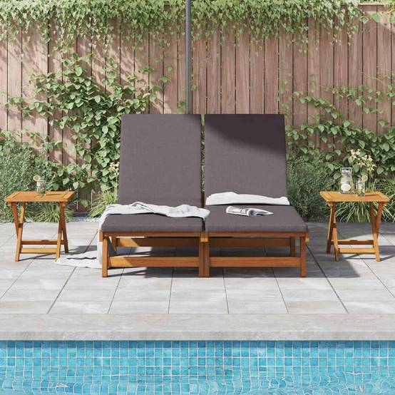 PANGIVO - Transat Bois d'Acacia Massif Gris foncé 199 x 63 x 85 cm - PANGIVO - Image 3
