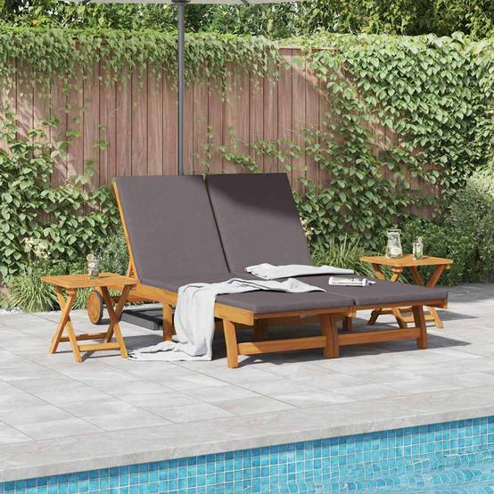 PANGIVO - Transat Bois d'Acacia Massif Gris foncé 199 x 63 x 85 cm - PANGIVO - Image 1