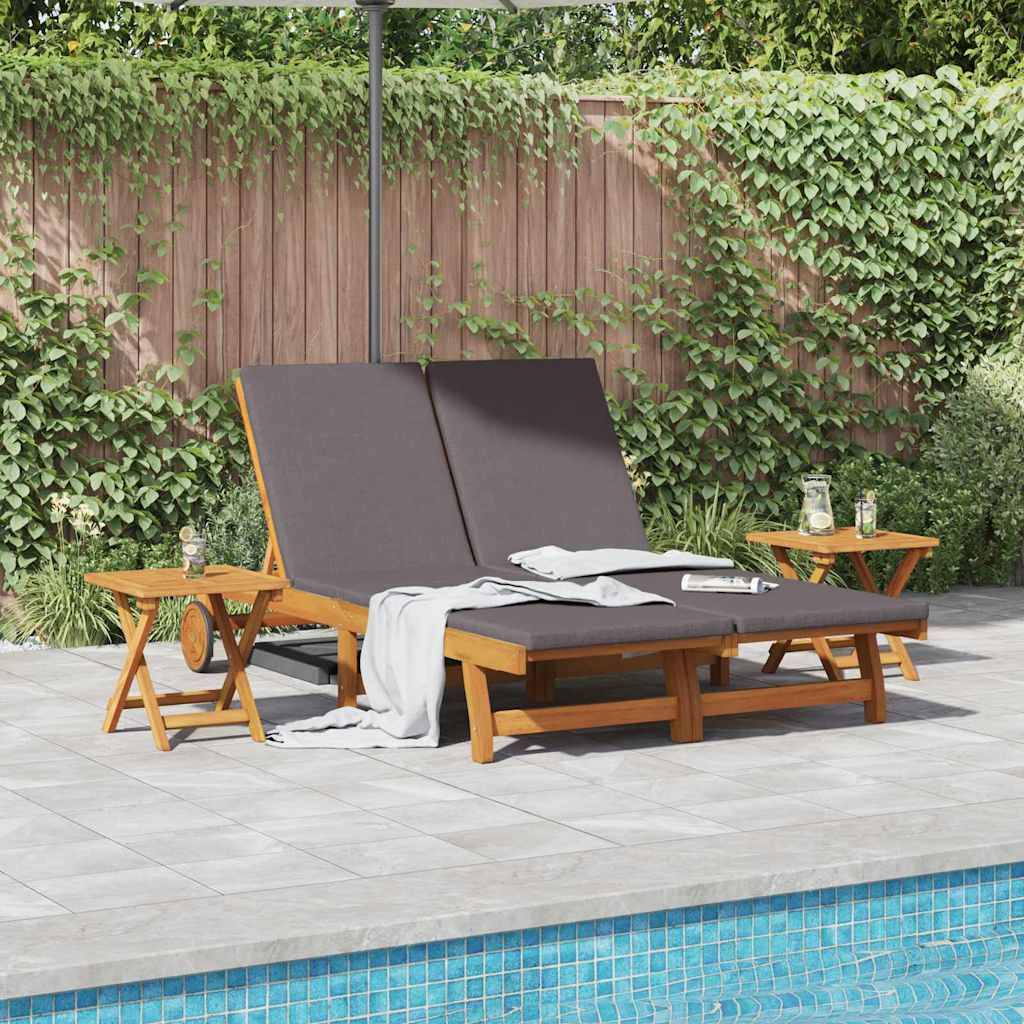 PANGIVO - Transat Bois d'Acacia Massif Gris foncé 199 x 63 x 85 cm - PANGIVO - Image 1