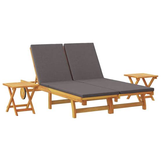 PANGIVO - Transat Bois d'Acacia Massif Gris foncé 199 x 63 x 85 cm - PANGIVO - Image 2