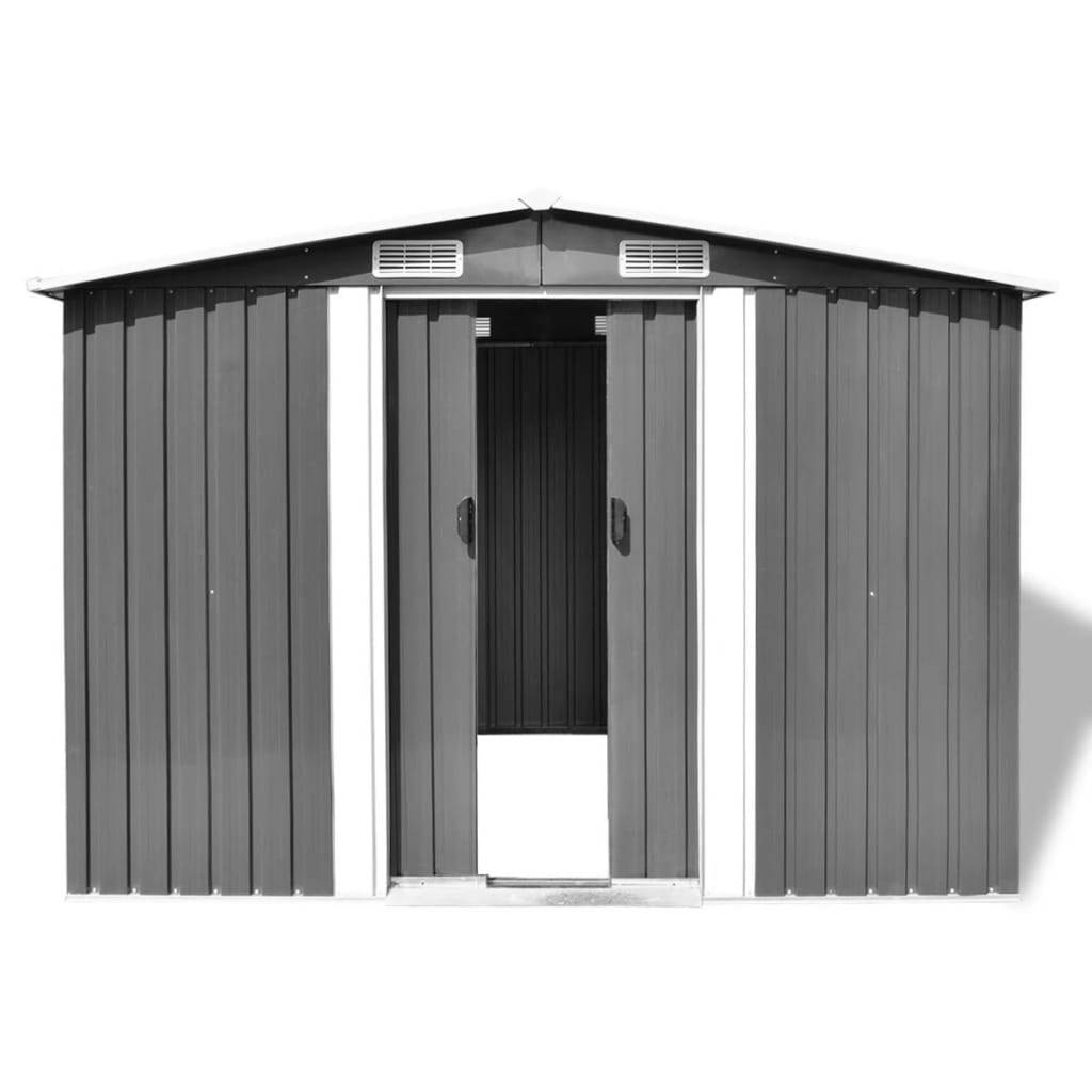 Abri de jardin 5.27m² - Cabane de jardin - Abri de stockage pour jardin métal gris 257x205x178 cm MAISON CHIC - Image 1