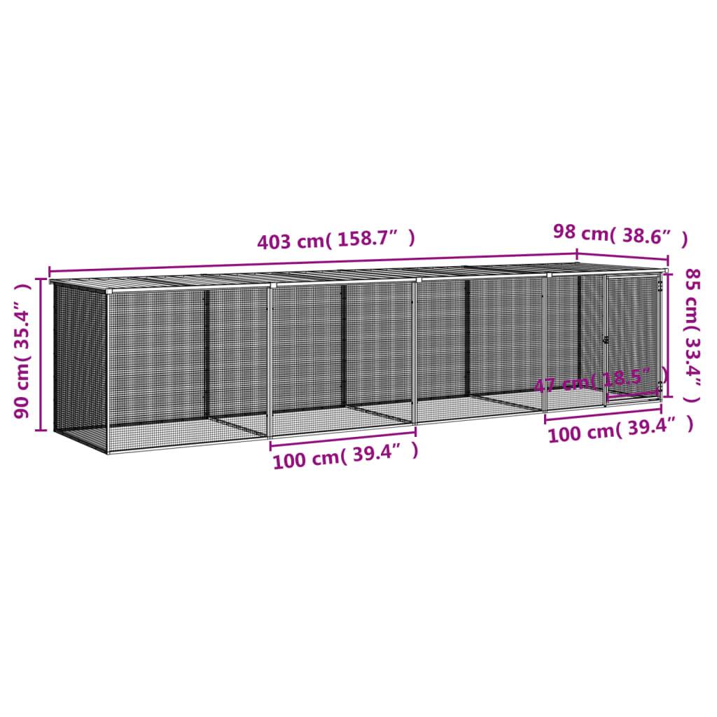Vidaxl - Poulailler avec toit gris clair 403x98x90 cm acier galvanisé vidaXL 3189055 - Image 3