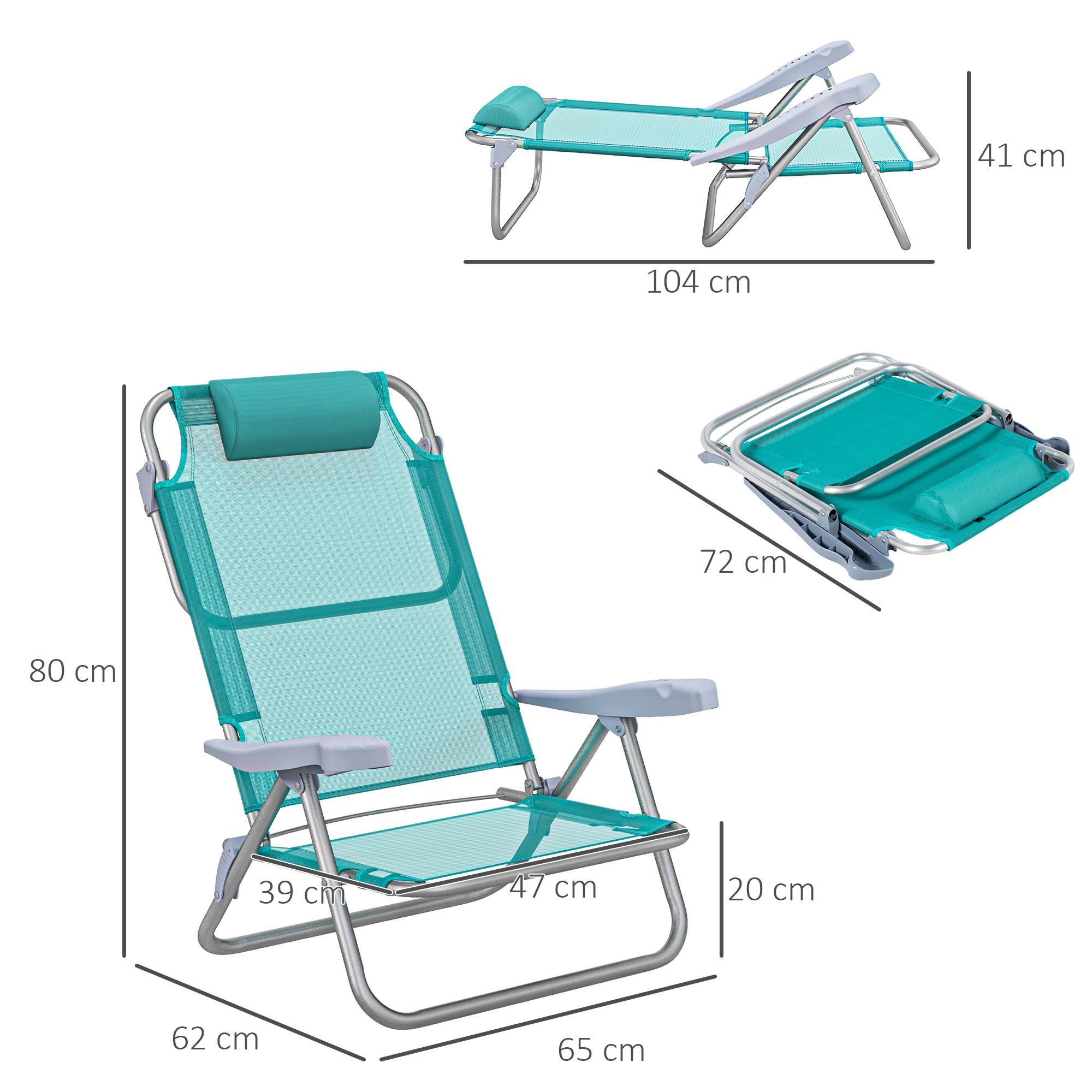 Lot 2 chaises de pêche pliables aluminium camping plage dossier inclinable vert - ComfortXL Outdoor Living - Image 5