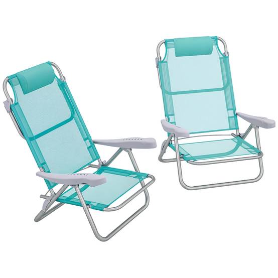 Lot 2 chaises de pêche pliables aluminium camping plage dossier inclinable vert - ComfortXL Outdoor Living - Image 1