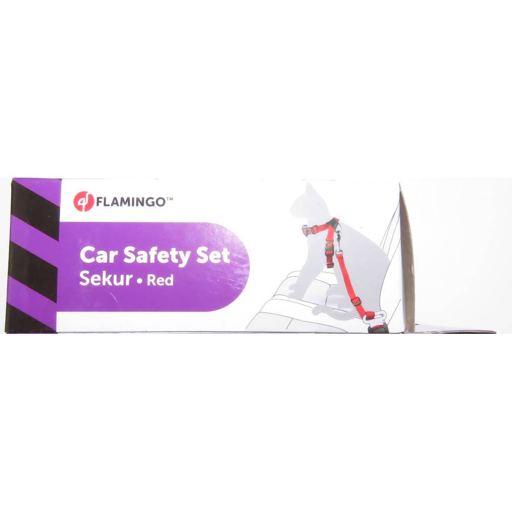 Flamingo - Harnais de Sécurité voiture + laisse Rouge 15 mm pour Chat - Image 4