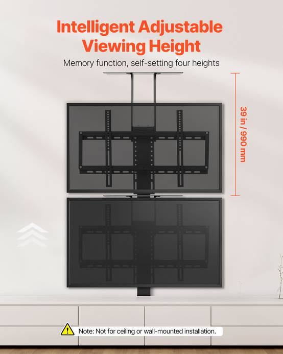 VEVOR Support TV motorisé 32-70", réglable verticalement, charge 54kg, télécommande, VESA 600x400mm. - Image 2