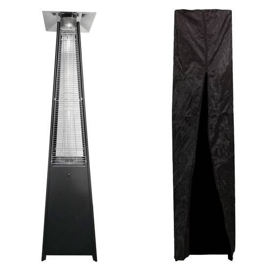 Parasol chauffant gaz STOCKHOLM 13kW acier noir + housse de protection - HAPPY GARDEN - Image 1