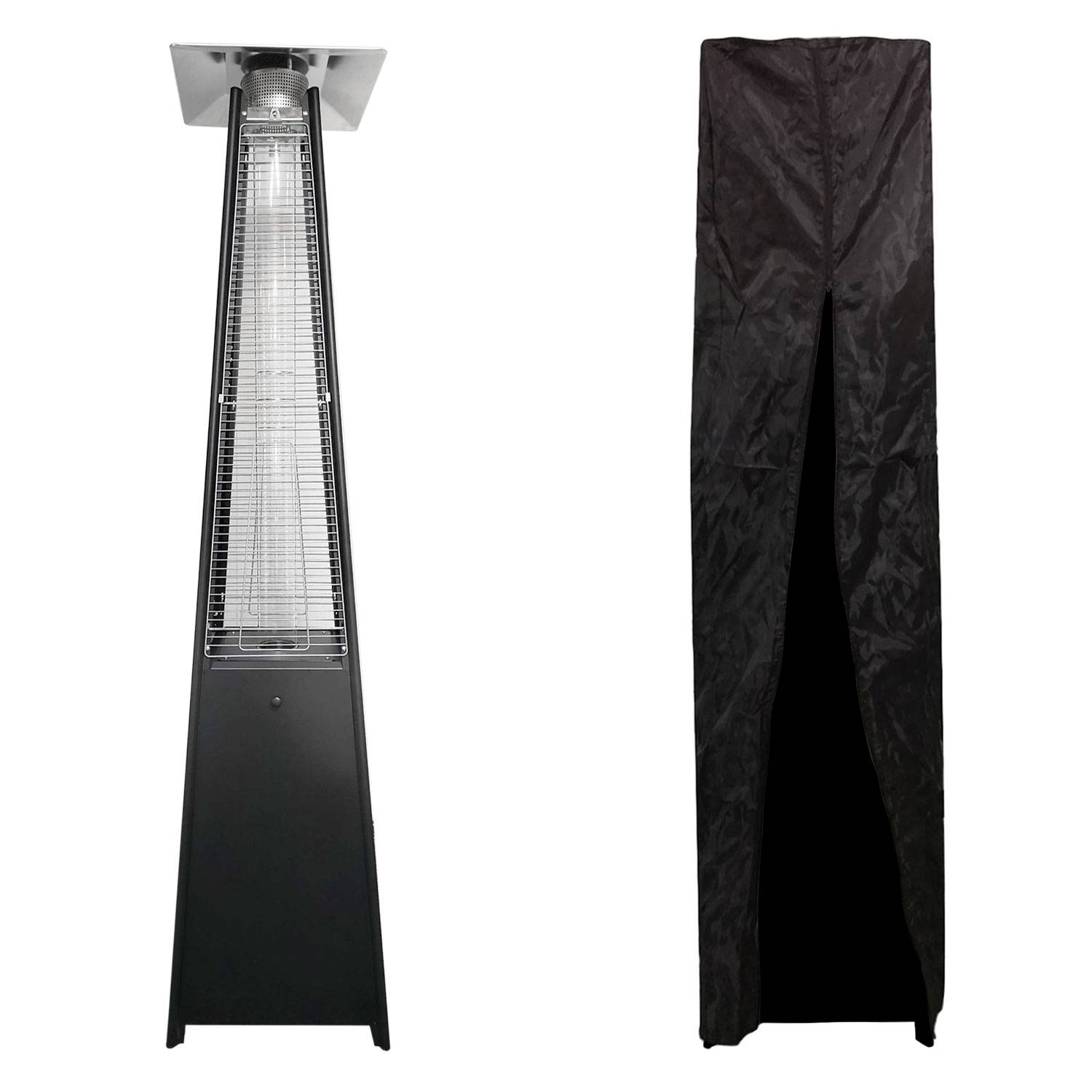 Parasol chauffant gaz STOCKHOLM 13kW acier noir + housse de protection - HAPPY GARDEN - Image 1