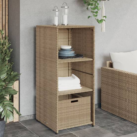 ComfortXL - Haute Armoire de Jardin en Polyrotin Rangement Outils et Accessoires Beige 50x55x115 cm – ComfortXL Outdoor Living - Image 1