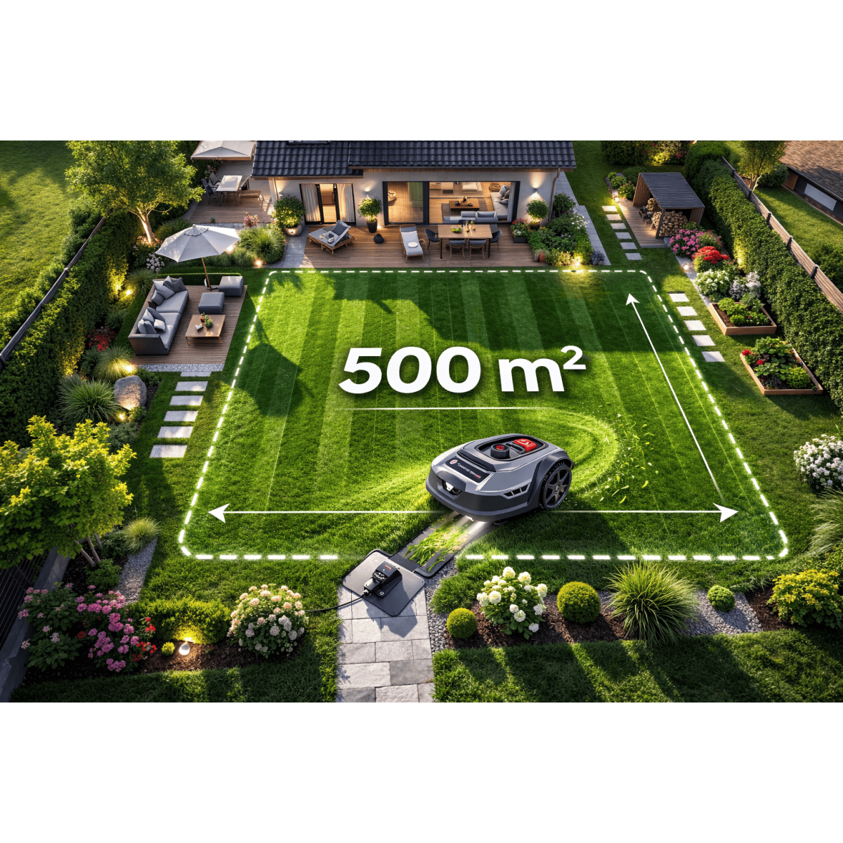 Robot Tondeuse Sans fil 500m2 Installation facile 3 lames Mulching Coupe Ø18cm 45% Retour à la base Autonome LAMBORGHINI - Image 4