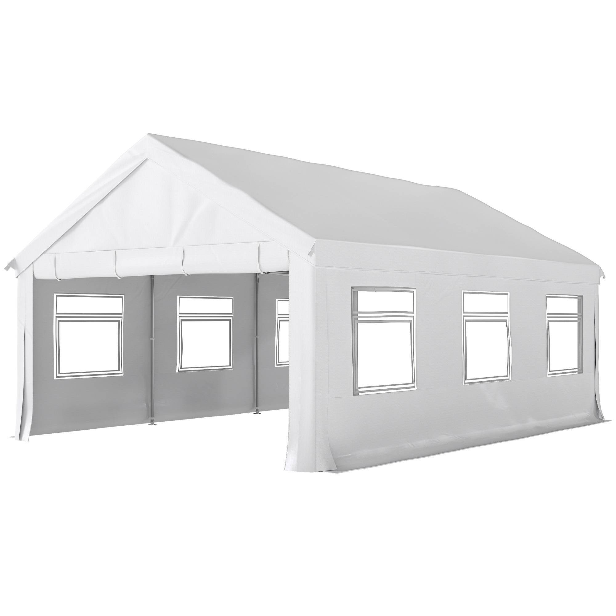 Tente de réception chapiteau panoramique grandes fenêtres acier galvanisé 6x4m blanc - ComfortXL Outdoor Living - Image 2