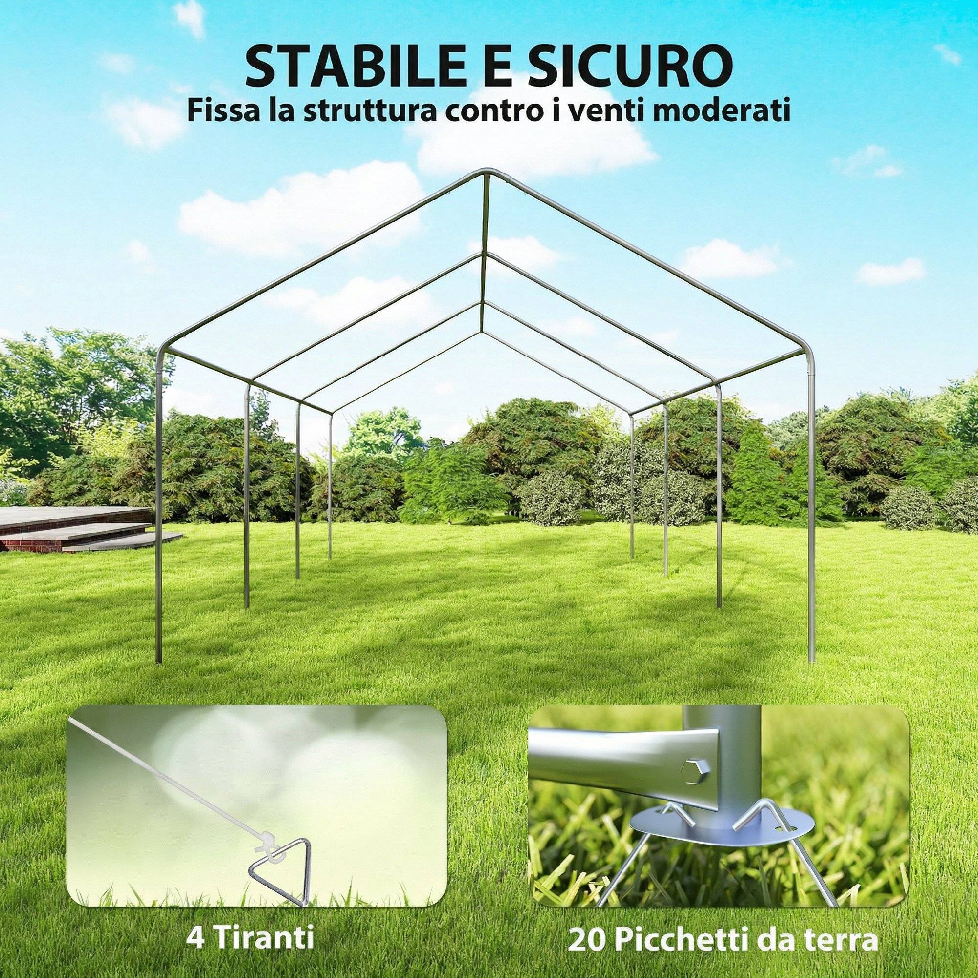 Tente de réception chapiteau panoramique grandes fenêtres acier galvanisé 6x4m blanc - ComfortXL Outdoor Living - Image 10