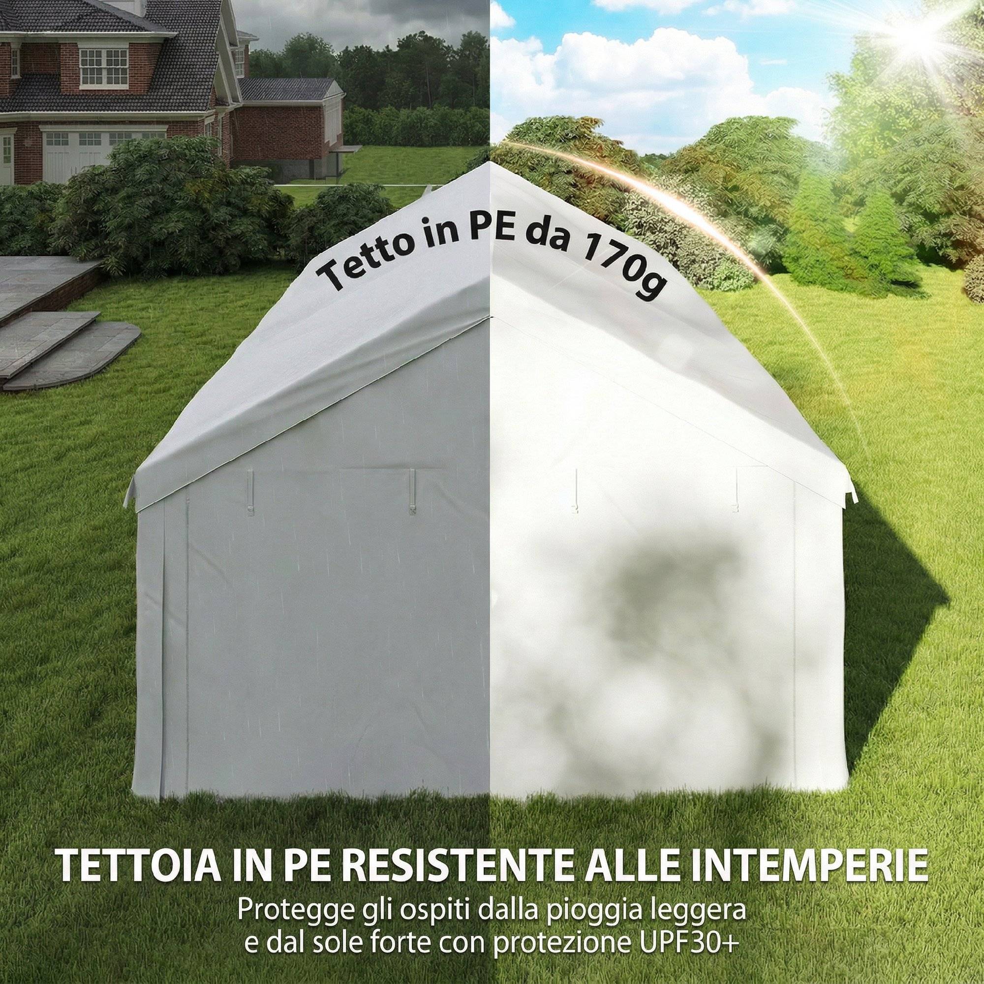 Tente de réception chapiteau panoramique grandes fenêtres acier galvanisé 6x4m blanc - ComfortXL Outdoor Living - Image 8