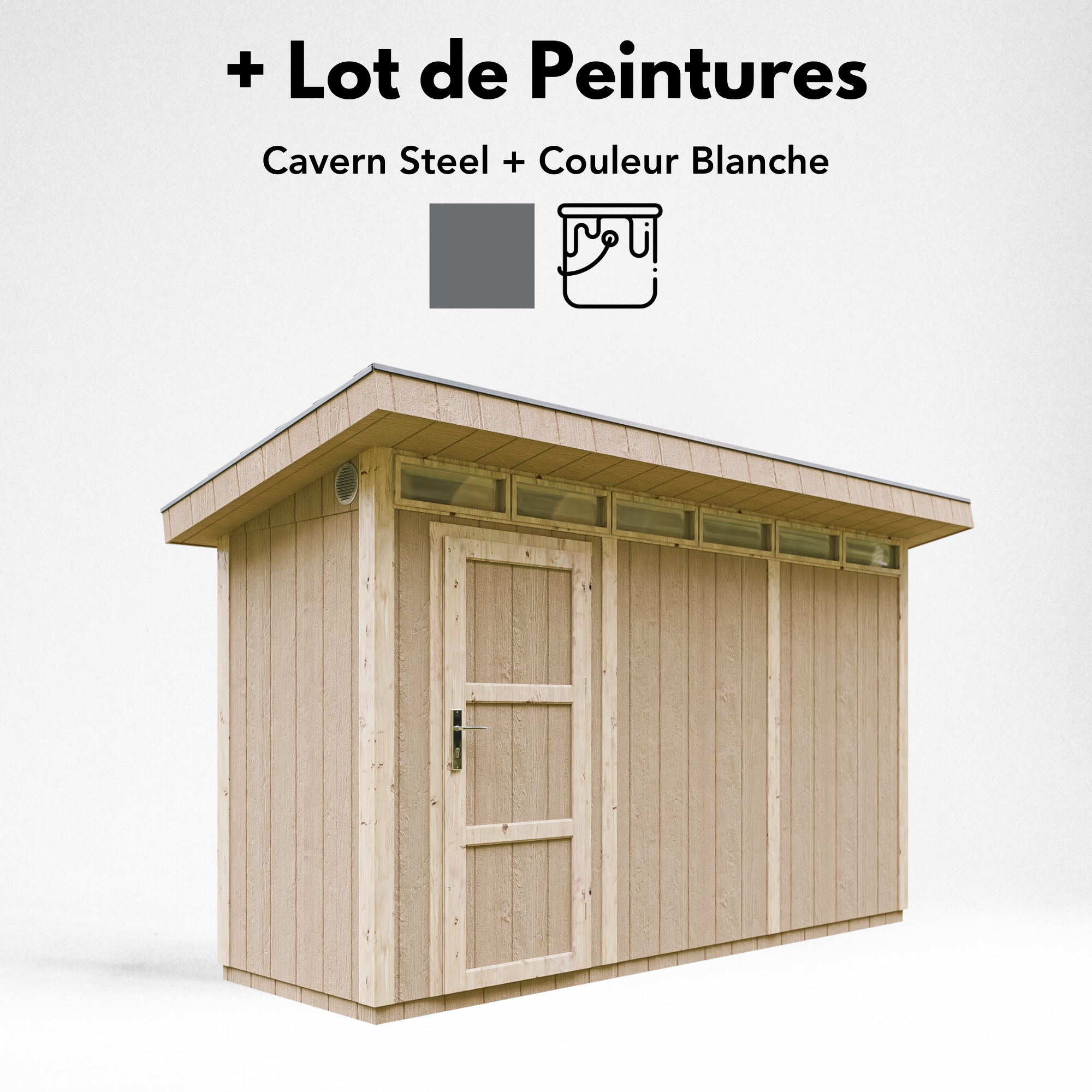 Timbela - Abri de Jardin Qualité Premium 4m² / L161xL412cm - Kit tout compris avec sol, tuiles bitumineuses, set de peinture - Timbela M902-CAVERN STEEL - Image 10