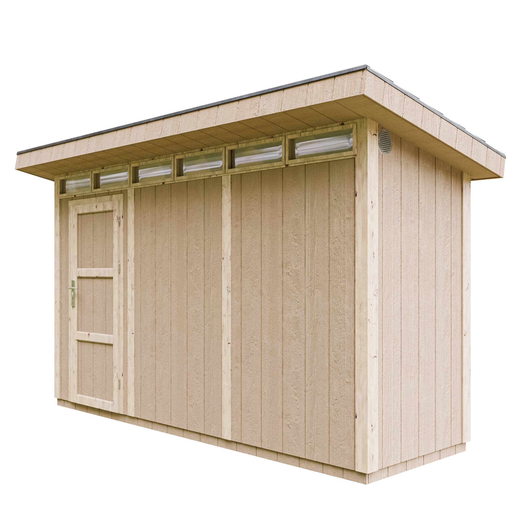 Timbela - Abri de Jardin Qualité Premium 4m² / L161xL412cm - Kit tout compris avec sol, tuiles bitumineuses, set de peinture - Timbela M902-CAVERN STEEL - Image 2