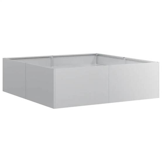 Jardinière carré 100 x 100 x 30 cm stable et décorative jardin balcon en acier galvanisé gris - Image 1