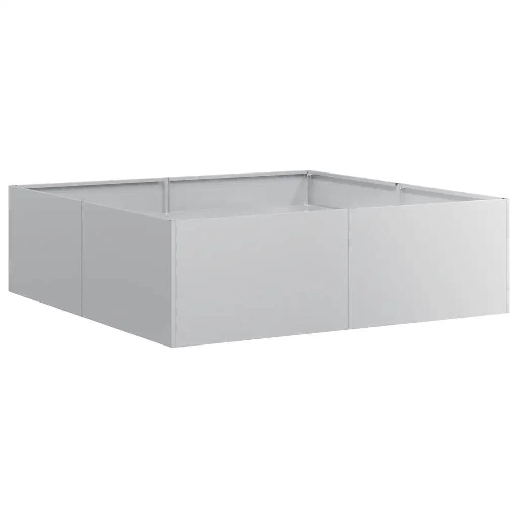 Jardinière carré 100 x 100 x 30 cm stable et décorative jardin balcon en acier galvanisé gris - Image 1