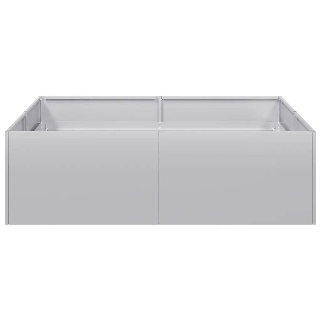 Jardinière carré 100 x 100 x 30 cm stable et décorative jardin balcon en acier galvanisé gris - Image 2