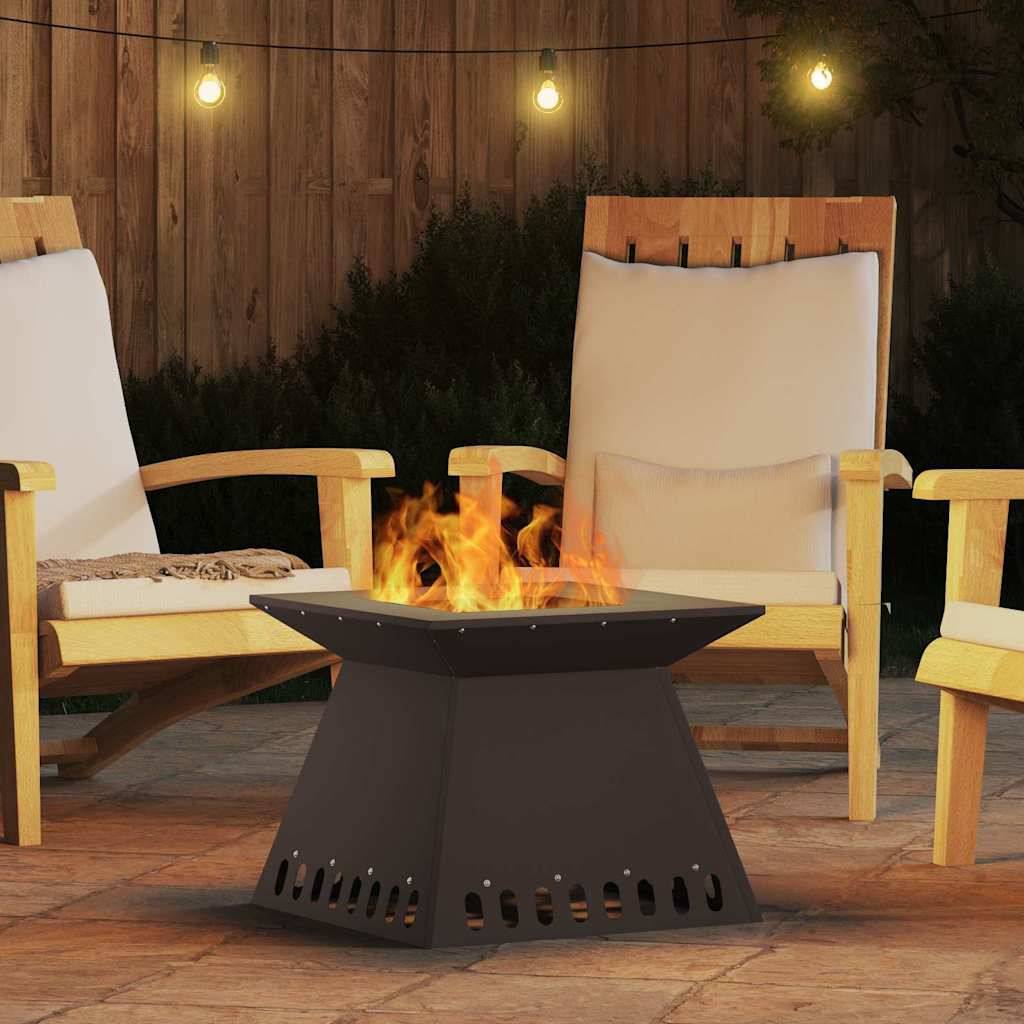 ComfortXL - Brasero Carré sur Pieds en Acier Foyer à Bois Moderne pour Jardin Terrasse Noir – ComfortXL Outdoor Living - Image 4