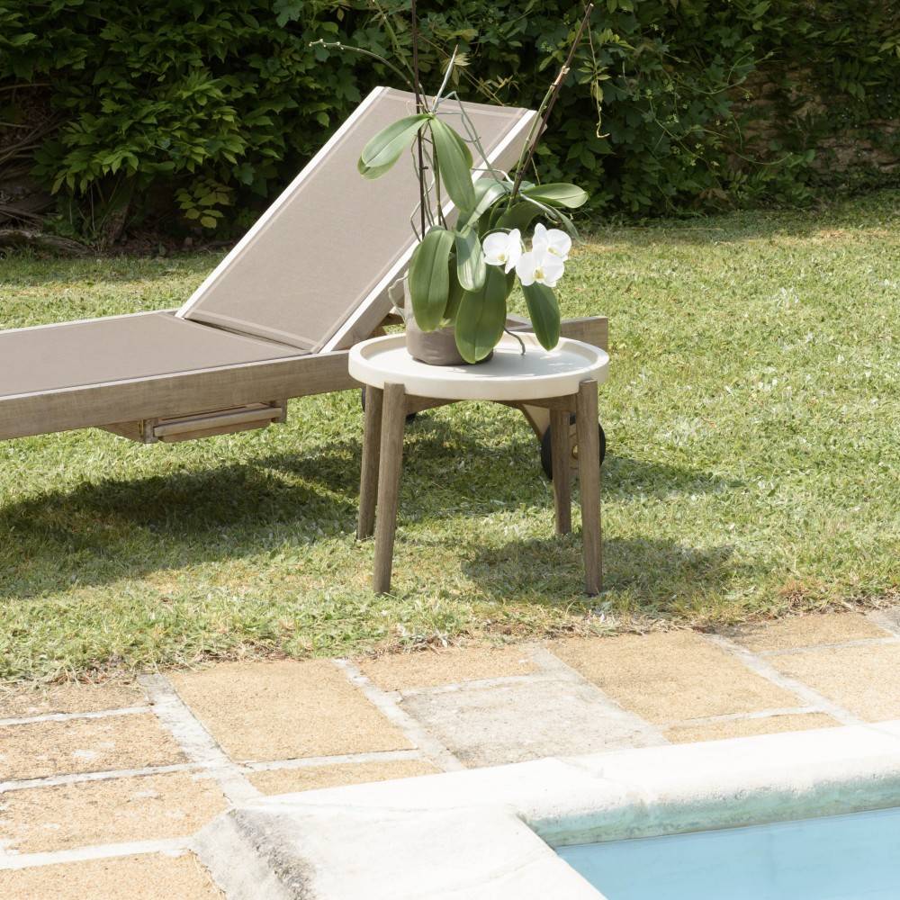 Macabane - HECTOR - Table d'appoint ronde diam 50 cm plateau béton beige - Image 7