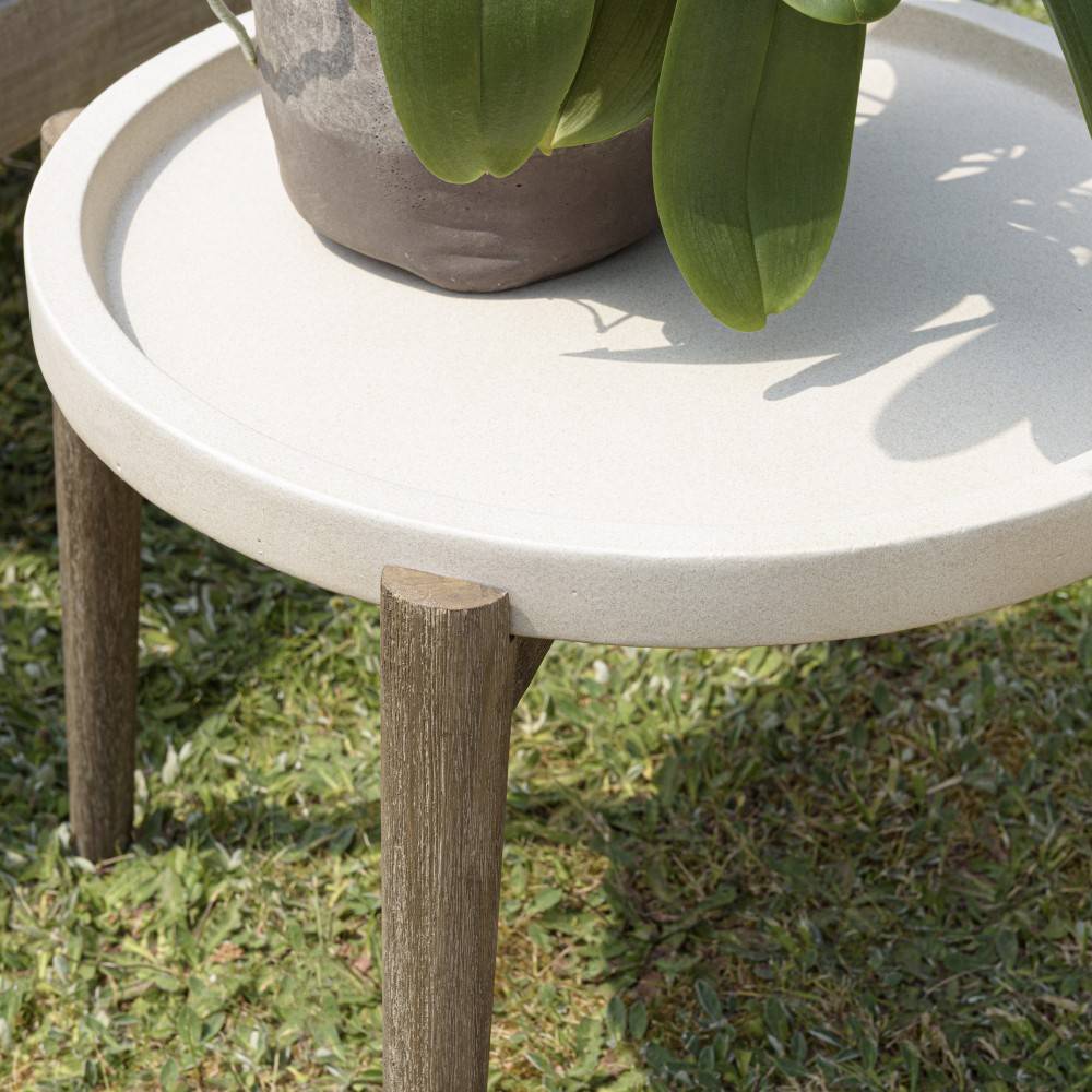 Macabane - HECTOR - Table d'appoint ronde diam 50 cm plateau béton beige - Image 3
