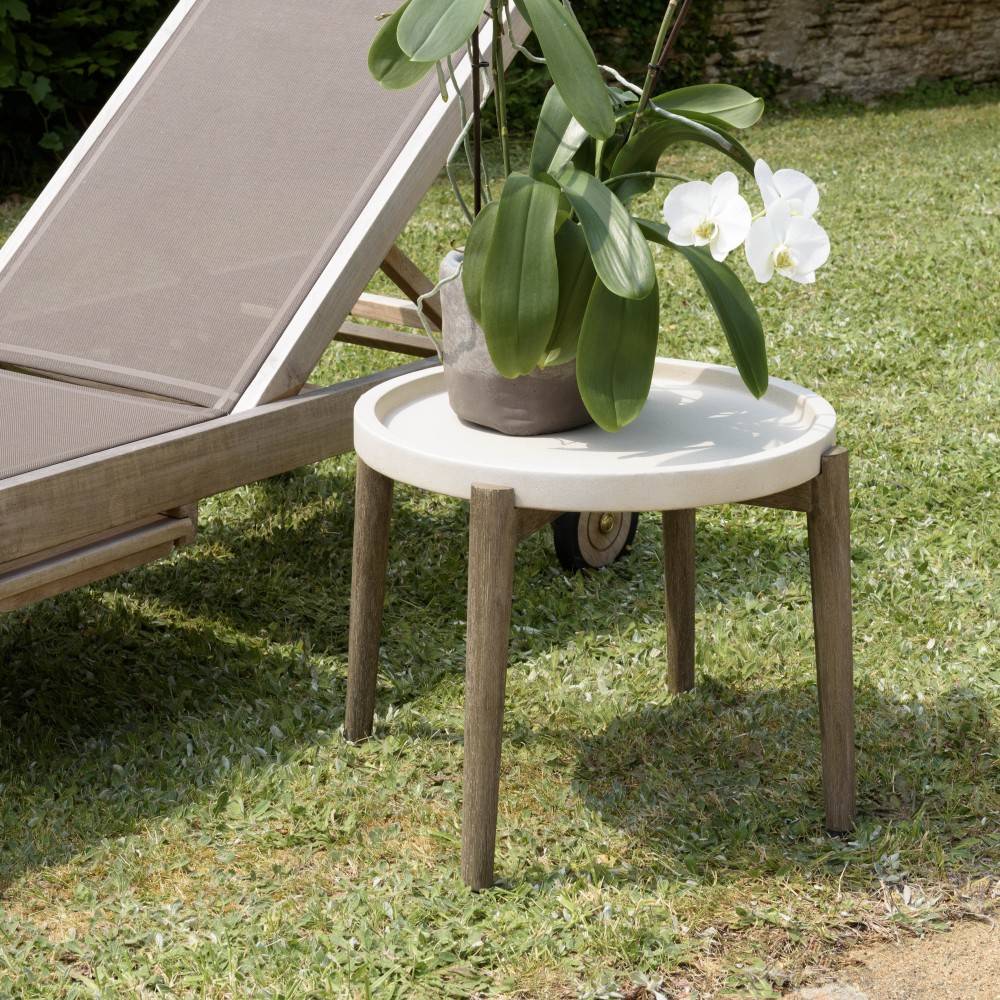 Macabane - HECTOR - Table d'appoint ronde diam 50 cm plateau béton beige - Image 2