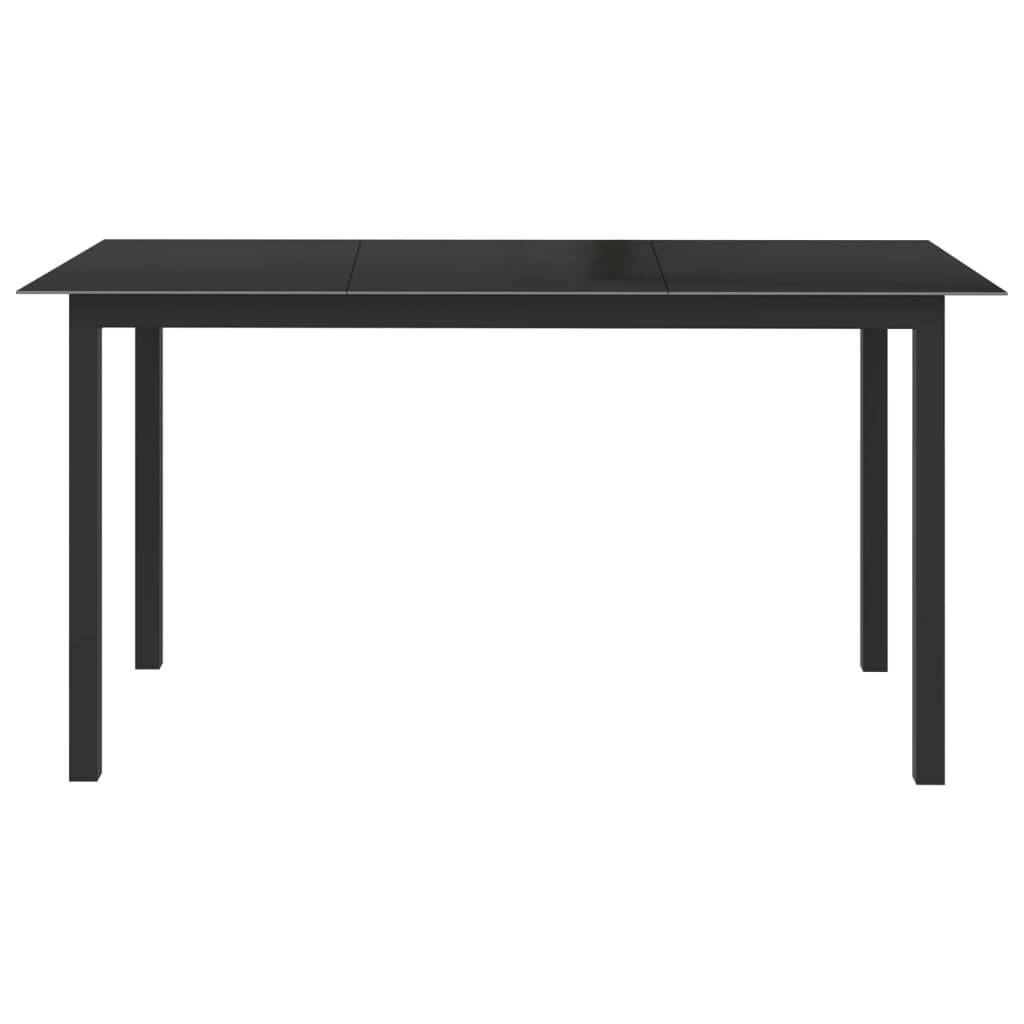 Table de Jardin Rectangulaire 150x90 cm Noire, Cadre Léger en Aluminium et Plateau Verre – ComfortXL Outdoor Living - Image 2