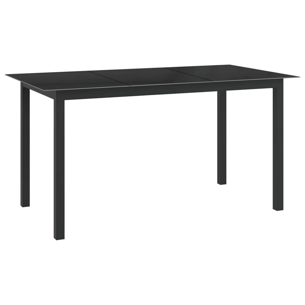 Table de Jardin Rectangulaire 150x90 cm Noire, Cadre Léger en Aluminium et Plateau Verre – ComfortXL Outdoor Living - Image 1