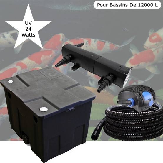 Le Poisson Qui Jardine - Kit Filtration Complet, UV 24W, Pour Bassins De 12000 L