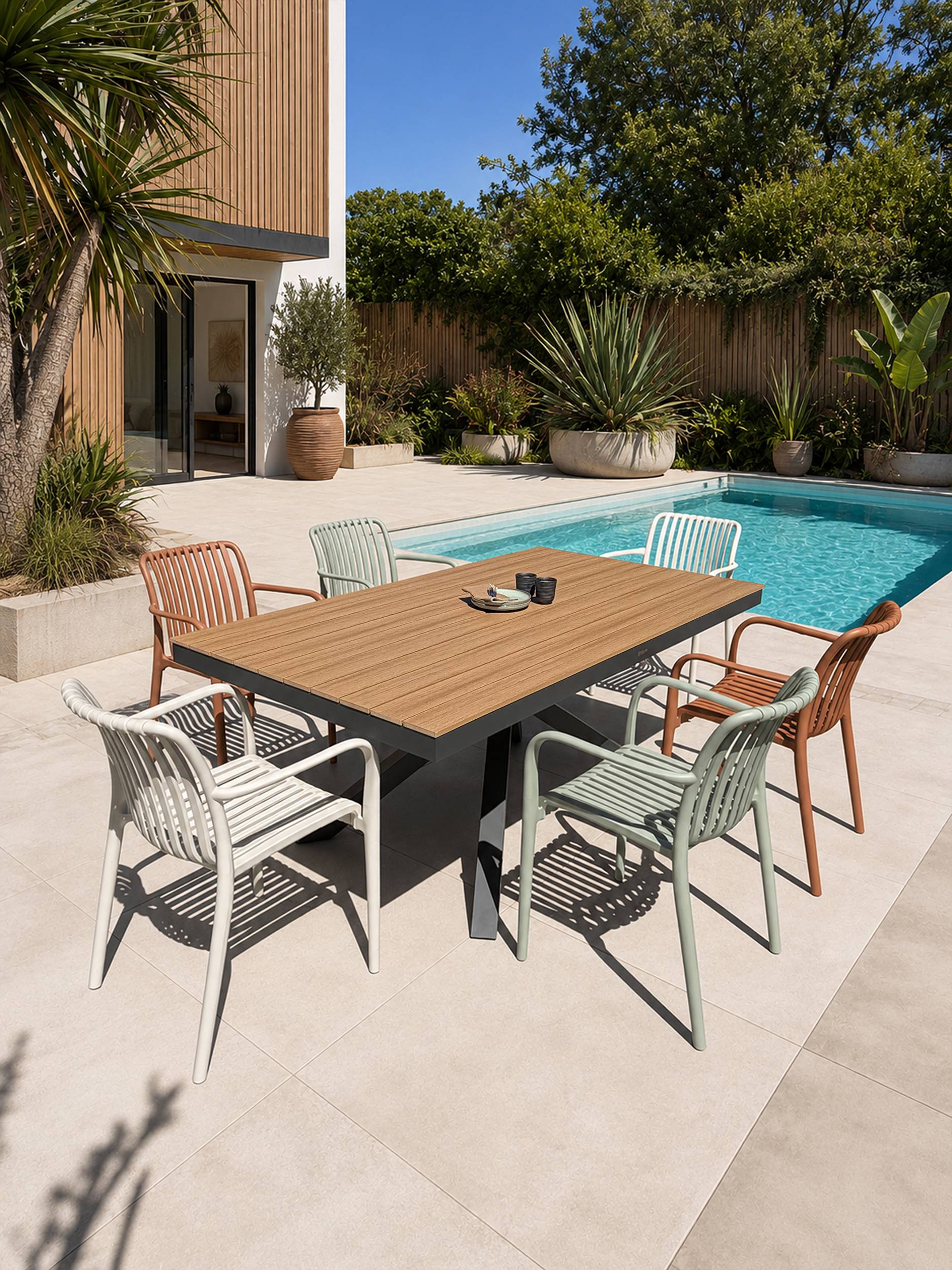 Dcb Garden - Ensemble repas de jardin 6 places en alu - Gris anthracite - LAMU - Image 1