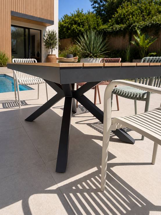 Dcb Garden - Ensemble repas de jardin 6 places en alu - Gris anthracite - LAMU - Image 3