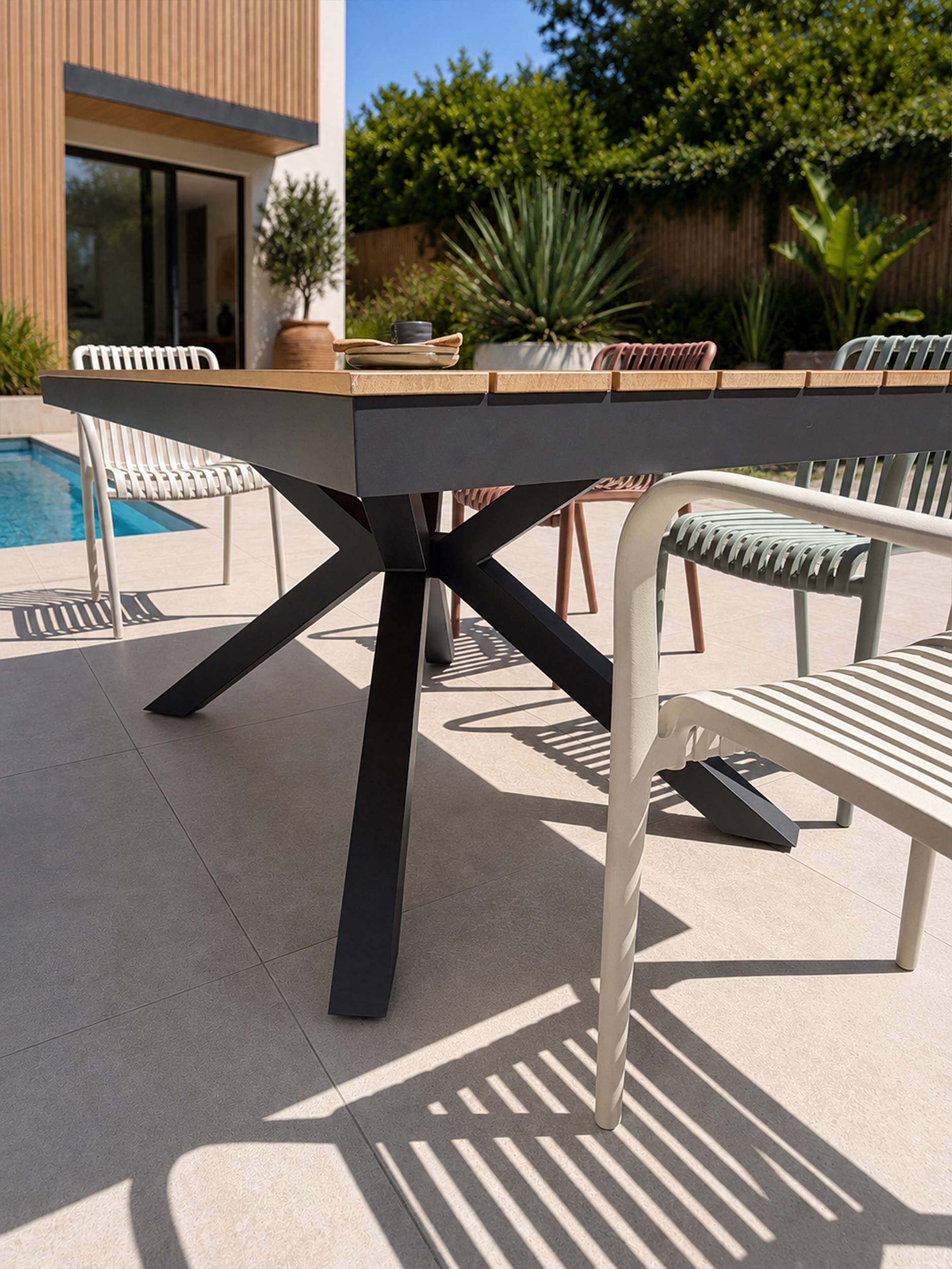 Dcb Garden - Ensemble repas de jardin 6 places en alu - Gris anthracite - LAMU - Image 3