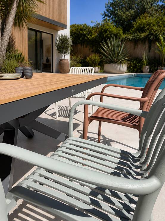 Dcb Garden - Ensemble repas de jardin 6 places en alu - Gris anthracite - LAMU - Image 2