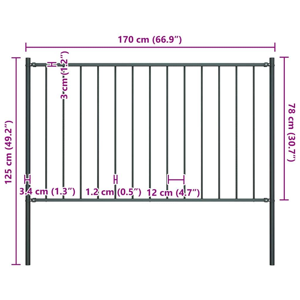 PANGIVO - Panneau de clôture acier thermolaqué anthracite 170 x 75 cm avec poteaux - PANGIVO - Image 4