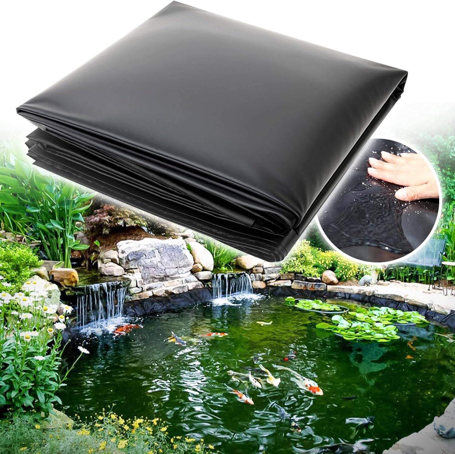 Bâche pour bassin à poissons, bâche pour piscine, bâche préfabriquée, adaptée aux étangs, au jardinage, 1,2 m x 2,1 m x 0,2 mm, noire-Lytech - Image 1