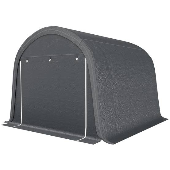 Sans Marque - Abri jardin motos vélos outils 2 entrées zip acier PE 300x300x235 cm gris - Image 2