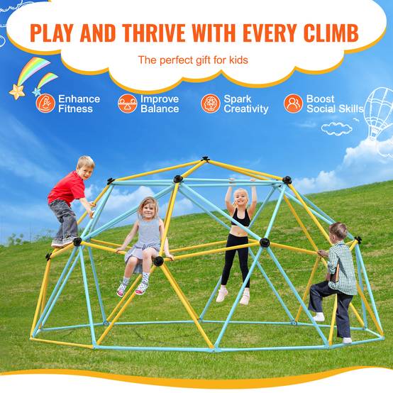 Vevor - VEVOR Dôme d'escalade géométrique pour enfants 3-10 ans, 305cm, support 340kg, poignées, intérieur/extérieur. - Image 3