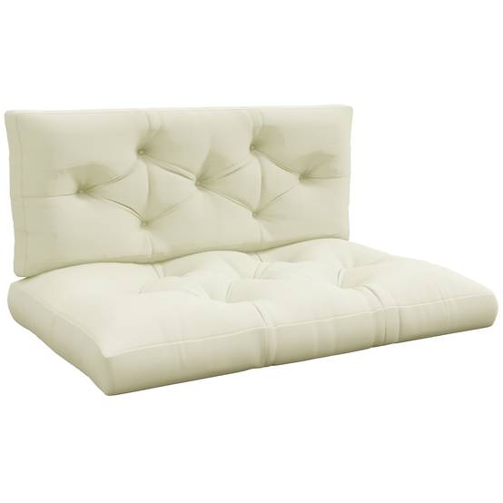 ComfortXL - Coussins palette polyester 2 pièces 120 x 80 x 12 cm blanc crème intérieur extérieur jardin confort épais - Image 10