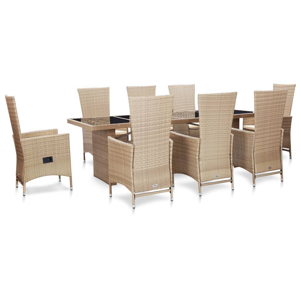Vidaxl - Ensemble à manger d'extérieur et coussins 9 pcs résine tressée vidaXL 46048 - Image 1