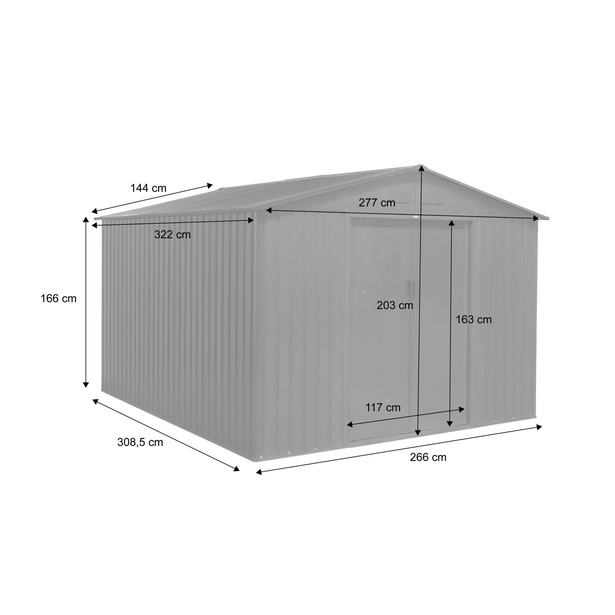 sweeek - Abri de jardin en métal - FLANDRE 8.84m² gris anthracite - Cabane à outils avec deux grandes portes coulissantes. kit de fixation sol inclus. | sweeek - Image 3