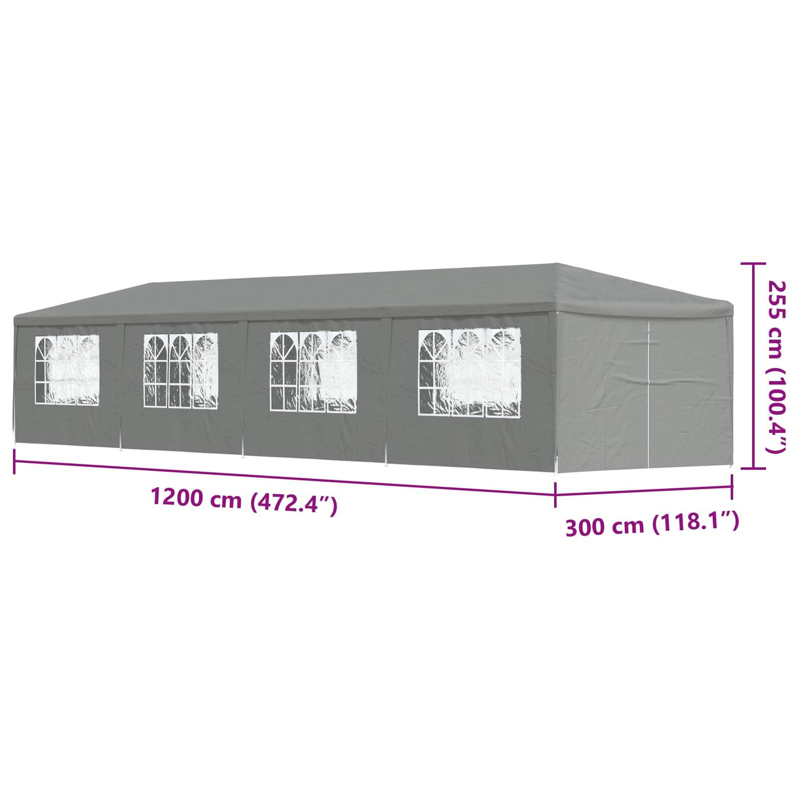 ComfortXL - Tente de réception PE acier événements extérieurs imperméable pliable 1200x300cm gris - ComfortXL Outdoor Living - Image 9